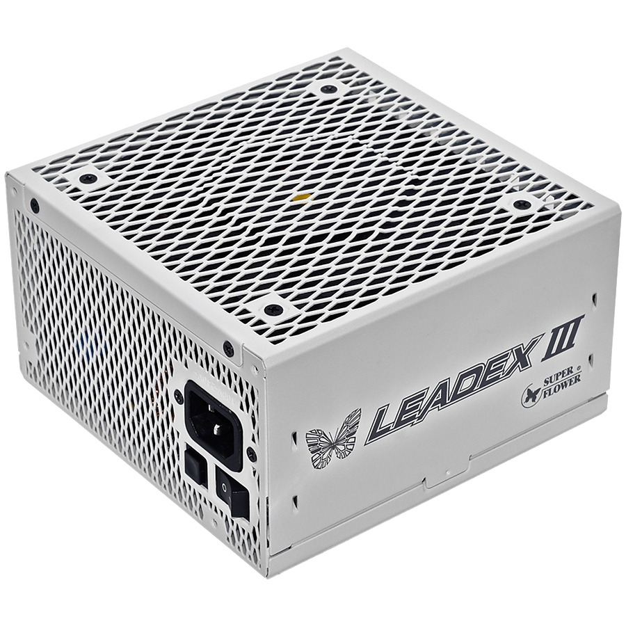 Super Flower Leadex III Gold 1000W ATX 3.1 80 Plus Gold, Fully Modular, Flat White Cables, 140mm Fan, White, 7 Year Warranty
