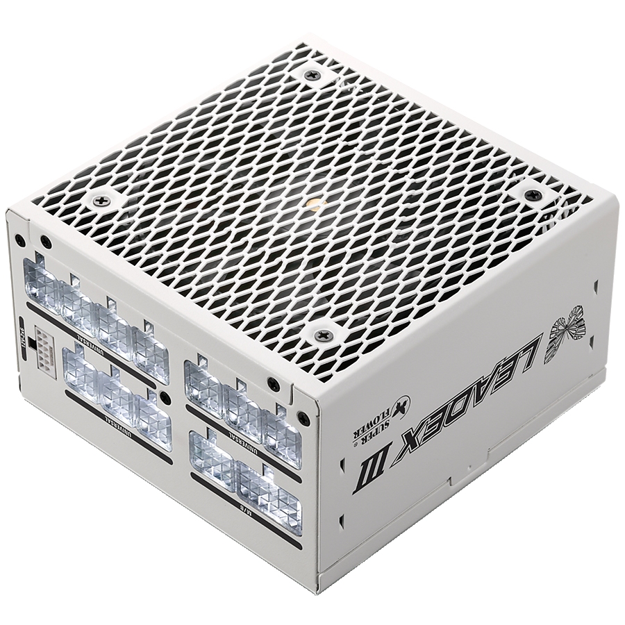 Super Flower Leadex III Gold 1300W ATX 3.1 80 Plus Gold, Fully Modular, Flat White Cables, 140mm Fan, White, 7 Year Warranty