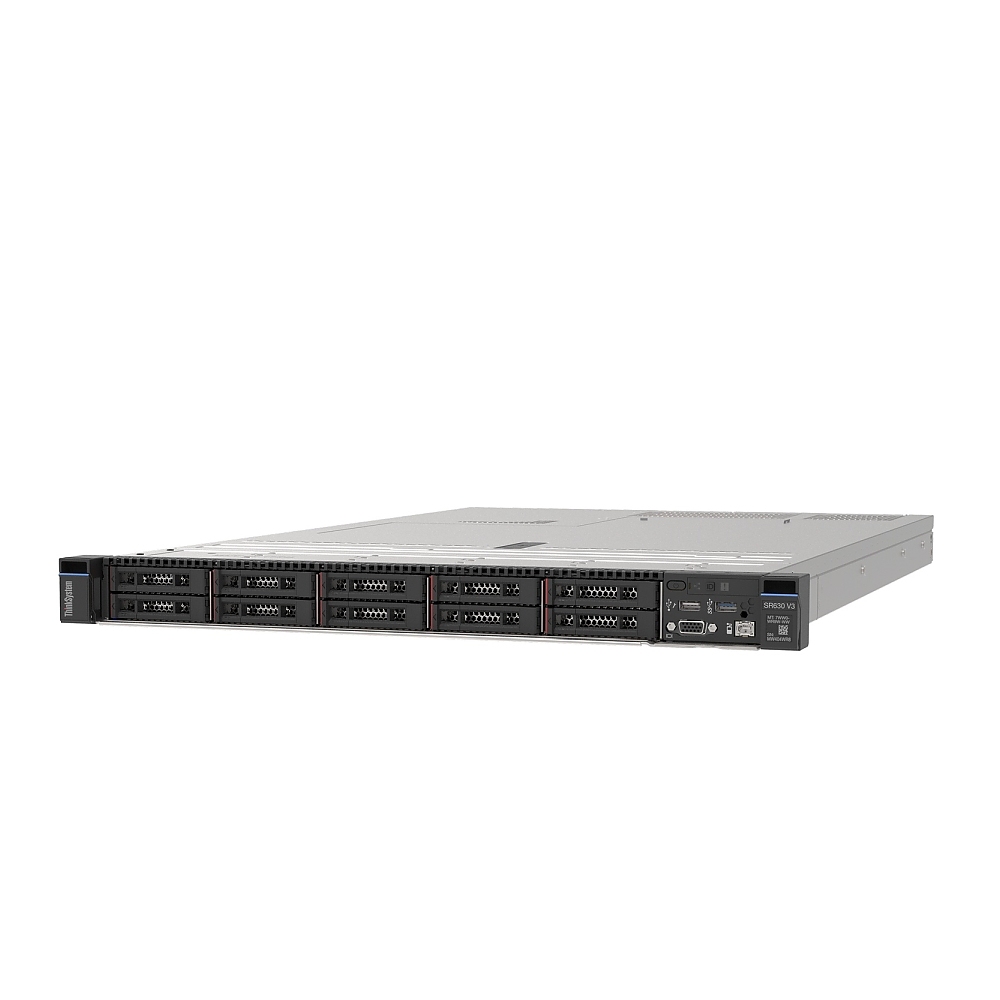 Lenovo ThinkSystem SR630 V3, Xeon Silver 4510 (12C 2.4GHz 30MB Cache/150W), 32GB (1x32GB, 4800MHz 1Rx4 DDR5 RDIMM), 4x 3.5" SAS/SATA, 9350-8i 2GB, 1x1100W Titanium, 6 Performance Fans, XCC2 Platinum, Toolless V2 Rails