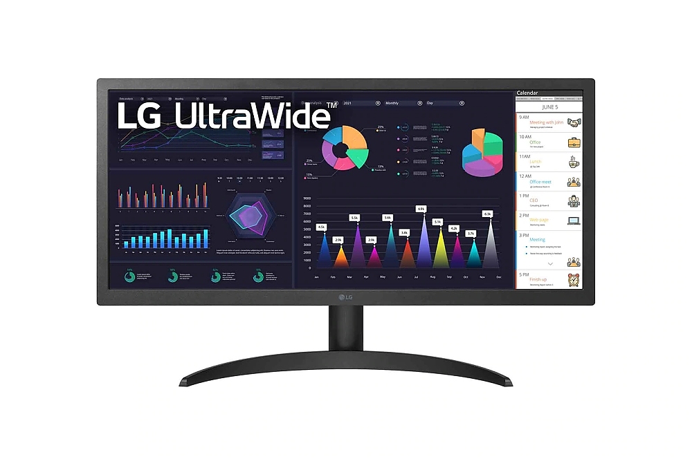 LG 26WQ500-B, 25.7" UltraWide AG, IPS Panel, 1ms MBR, 5ms, CR 1000:1, 250 cd/m2, 21:9, 2560x1080, HDR 10, sRGB over 99% , AMD FreeSync, 75Hz, Reader Mode, HDMI, Headphone Out, Tilt, Headphone Out, Black