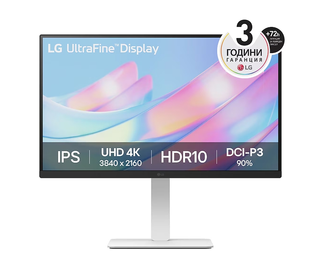 LG 27US550-W, 27" UHD 4K, IPS Panel Anti-Glare, 5ms, 1000:1, 300cd/m, 3840x2160, DCI-P3 90% t, HDR 10, HDMI, DisplayPort, Dynamic Action Sync, LG Switch,  Headphone out, Height / Pivot / Tilt Adjustable Stand, Black/White