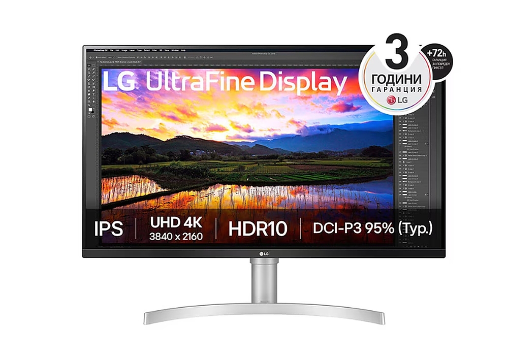 LG 32UN650K-W, 31.5" UltraFine UHD LED AG, IPS, DCI-P3 95%, 5ms, 350 cd/m2, 1000:1, 3840x2160, HDR 10, HDMI, DisplayPort, Radeon FreeSync, Dynamic Action Sync, Headphone out, Height, Tilt, Speaker, Black