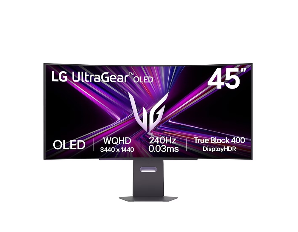 LG 45GX900A-B, 44.5" UltraGear OLED curved 21:9, 0.03ms, 240Hz, DWQHD (3440x1440), 275 cd/m2, 1500000:1, DCI-P3 98.5%, HDR 10. NVIDIA G-Sync, AMD FreeSYnc, VRR, USB Type-C, PD 65W, HDR 400, HDMI, DisplayPort, Speacer, DTS, PIP, PBP, Tilt, Height, Swivel