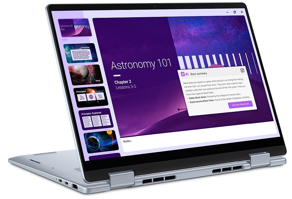 Dell 14 Plus 2-in-1 DB04250, Intel Ultra 5 226V (40 TOPS NPU, 8 cores, up to 4.5 GHz), 14" 16:10 FHD+(1920x1200) Touch 300nits WVA AG, 16GB, LPDDR5X, 8533MT/s (onboard), 512GB M.2 SSD PCIe, Intel Arc, FHD RGB and Mic, Wi-Fi 7, FPR, Backlit Kb, Win 11 Pro