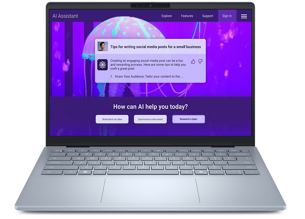 Dell 14 Plus DB14250, Intel Ultra 7 256V (47 TOPS NPU, 8 cores, up to 4.8 GHz), 14.0" 2.5K (2560x1600) WVA/IPS 300nits AG, 16 GB: LPDDR5x, 8533 MT/s (onb), 1TB M.2 SSD, Intel Arc, FHD Cam and Mic, Wi-Fi 7, Backlit Kb, Win11 Pro, Ice Blue, 3Y CI