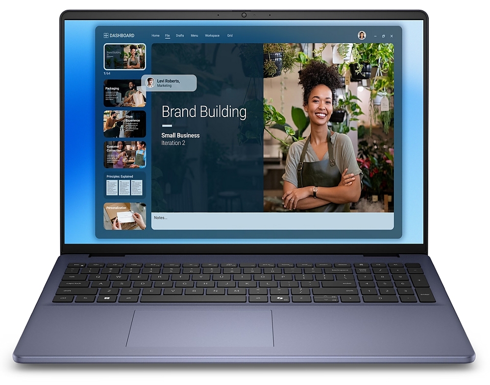 Dell 16 DC16251, Intel Core 7 150U (10 cores, up to 5.4 GHz), 16.0" FHD+(1920x1200) AG 300nits, 16GB, 2x8GB, DDR5, 5200 MT/s, 512GB M.2 PCIe, Intel Graphics, Cam, FPR, Wi-Fi 6E, Backlit Kb, Ubuntu, Midnight Blue,Aluminium, 3Y PS