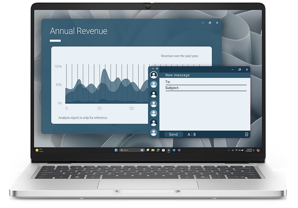 Dell Pro 14 PC14255, AMD Ryzen AI 7 350 (24 MB cache, 8cores, up to 5.0 GHz, 50 TOPS NPU), 14" FHD+(1920x1200) IPS, 300nits AG, 16 GB: 1 x 16 GB, DDR5, 5600 MT/s, 512 GB SSD, AMD Radeon 860M graphics, FHD HDR IR Cam and Mic, Wi-Fi 6E, FPR, Backlit Kb, Wi