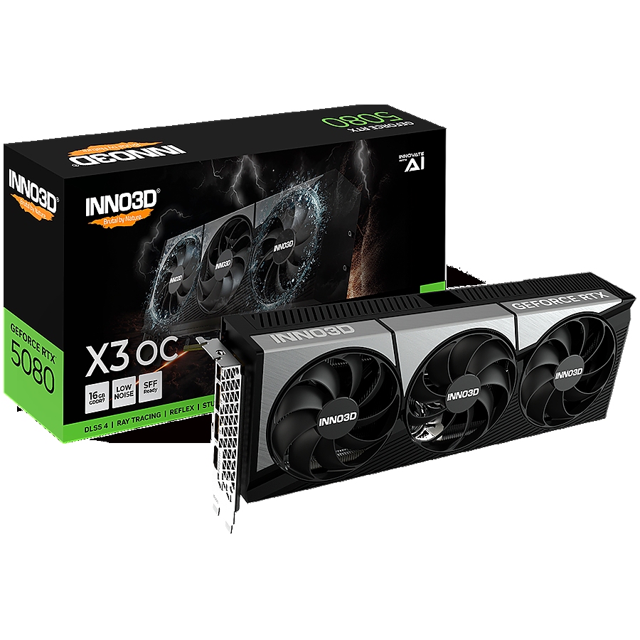 INNO3D NVIDIA GEFORCE RTX 5080 X3 OC 16GB GDDR7 256bit, 2460 MHz / 30Gbps, 3x DP, 1x HDMI, 3 fan, 2,5 slot