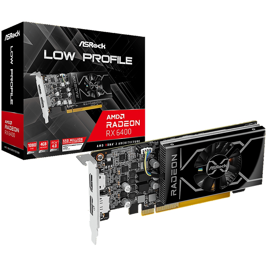 ASROCK Video Card AMD Radeon RX 6400 Low Profile 4GB