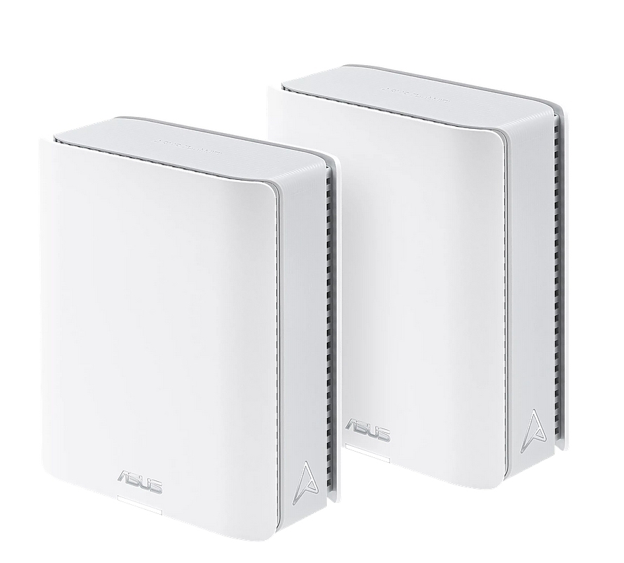 Asus Mesh WiFi system, ZenWiFi BT8 2PK, BE14000, Tri-Band, up to 540m2, Tri-Core 1.8GHz CPU, 128MB/1GB Flash/RAM, 2.5G dual-port, Smart Home Master SSIDs, AiProtection Pro, Adaptive QoS, VPN server/client, IPTV, OFDMA, AiMesh,White