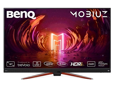 BenQ MOBIUZ EX480UZ 48" OLED, 4K 3840x2160 UHD, 0.1ms GtG, 120Hz, 98% P3 wide color, HDR 1000, 10-bit color, PIP/PBP, FreeSync Premium, HDMI2.1 x2, DP1.4 x1, USB-C 90Wx1, USB hub, treVolo 2.1CH Sp. (5Wx2, 10W woofer), SPDIF, VESA 200x200mm, Silver