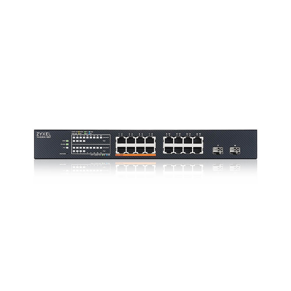 ZyXEL XMG1915-18EP, 16-port 2.5GbE, 2 SFP+, 8 x PoE++ 180W  Smart Switch, hybird mode, standalone or NebulaFlex Cloud