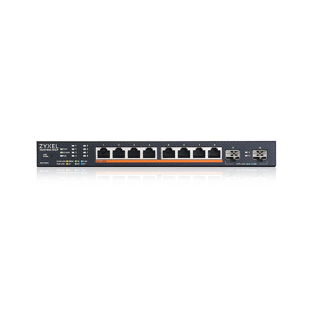 ZyXEL XMG1915-10EP, 8-port 2.5GbE, 2 SFP+, 8 x PoE++ 130W Smart Switch, hybird mode, standalone or NebulaFlex Cloud