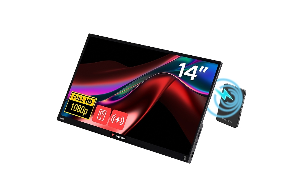Verbatim Portable 14" FHD Touch Monitor LIGHT with Wireless Power Supply incl. Power Bank 5000mAh