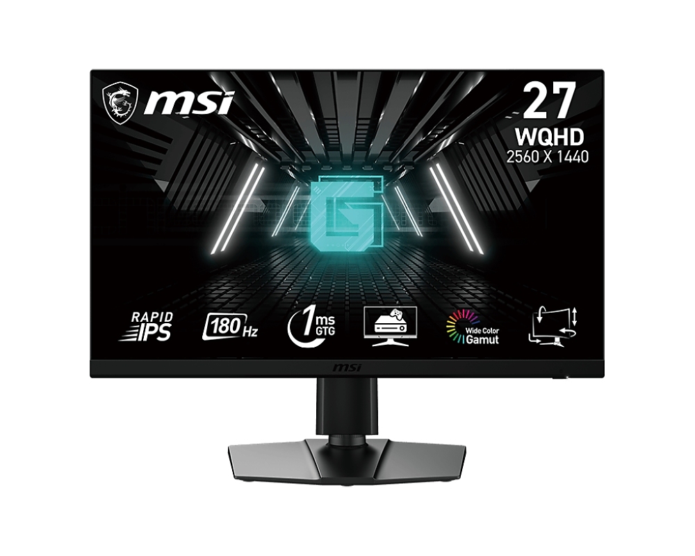 MSI G272QPF E2, 27", 1ms, 180Hz, RAPID IPS, 2560x1440 (WQHD), 16:9, FLAT, Adaptive-Sync, 92.83% DCI-P3, AG, 300 nits, 1000:1, DCR 100M:1, DP(1.2a), 2xHDMI2.0b, Pivot, Heigh Adj., VESA, Black, 6.3kg