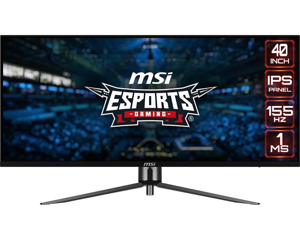 MSI MAG401QR, 40", 155Hz, 3440x1440 (UWQHD), IPS, Flat, 21:9, VESA DisplayHDR 400, Adaptive Sync, KVM, Gaming Intelligence APP, Night Vision, 2x HDMI, DP, 1 x Type-C (DP alt. with PD 65W), 2 x USB 2.0 Type-A, Tilt, PIP and PBP, VESA 100, Black, 10.3kg