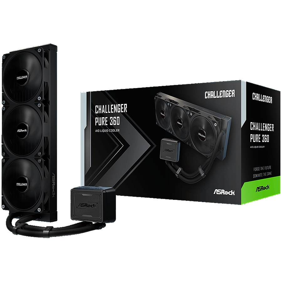 Asrock Challenger Pure 360, AiO liquid cooler, 360 mm radiator, AM5, AM4, LGA1851, LGA1700, 90-ACLA36-BDKGA6, 6Y