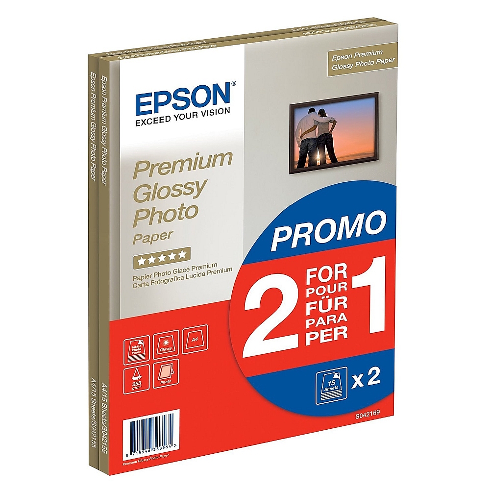Epson A4 Premium Glossy Photo Paper 255gsm, 30 sheets