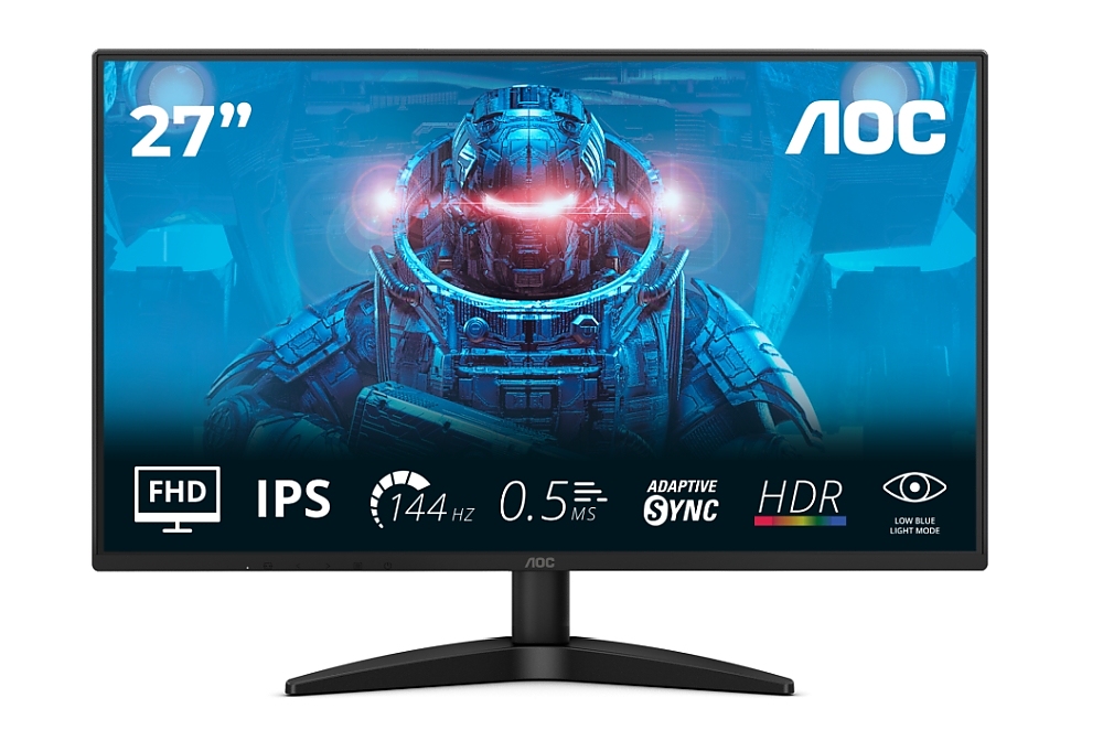AOC 27B36X, 27" IPS WLED, 1920x1080@144Hz, 4ms GtG, 0.5ms MPRT, 300cd m/2, 1500:1, DCR 20M:1, Adaptive Sync, FlickerFree, Low Blue Light, Tilt, HDMI, DP