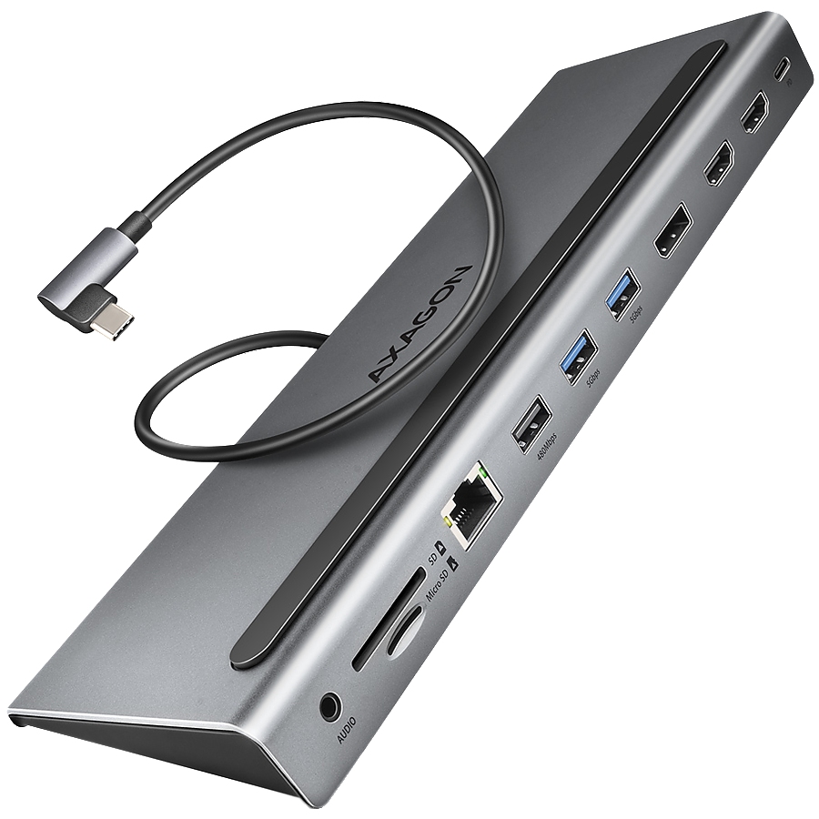 Axagon Multiport USB-C 5Gbps TRIPLE 4K DISPLAY hub HMC-4KX3