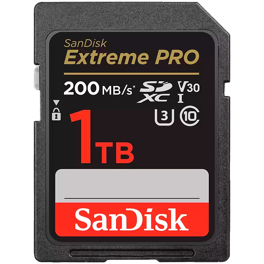 SanDisk Extreme PRO 1TB SDXC Memory Card + 2 years RescuePRO Deluxe up to 200MB/s & 140MB/s Read/Write speeds, UHS-I, Class 10, U3, V30