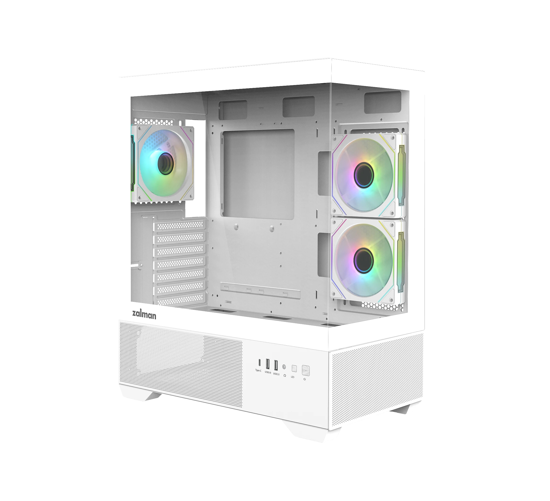Zalman кутия Case ATX - Chronix WHITE V2 - 3 x 120 mm A-RGB, USB-C, Tempered Glass