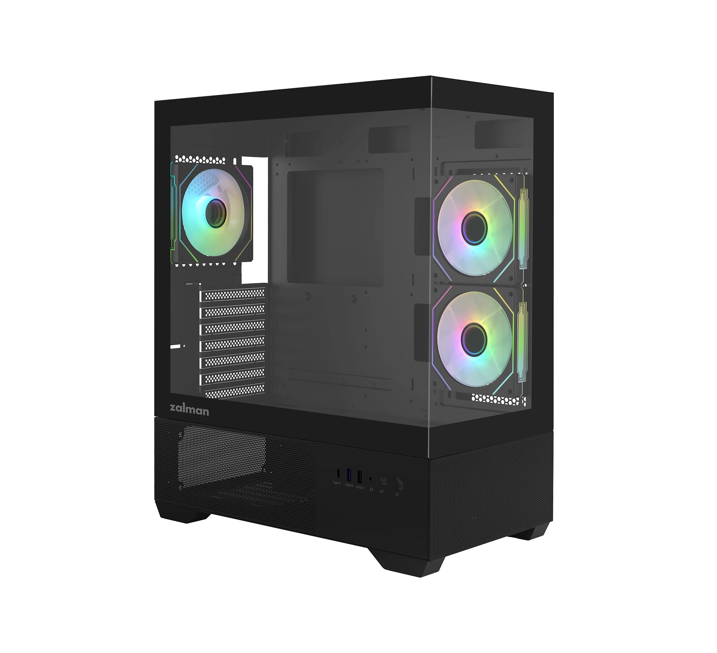 Zalman кутия Case ATX - Chronix BLACK V2 - 3 x 120 mm A-RGB, USB-C, Tempered Glass