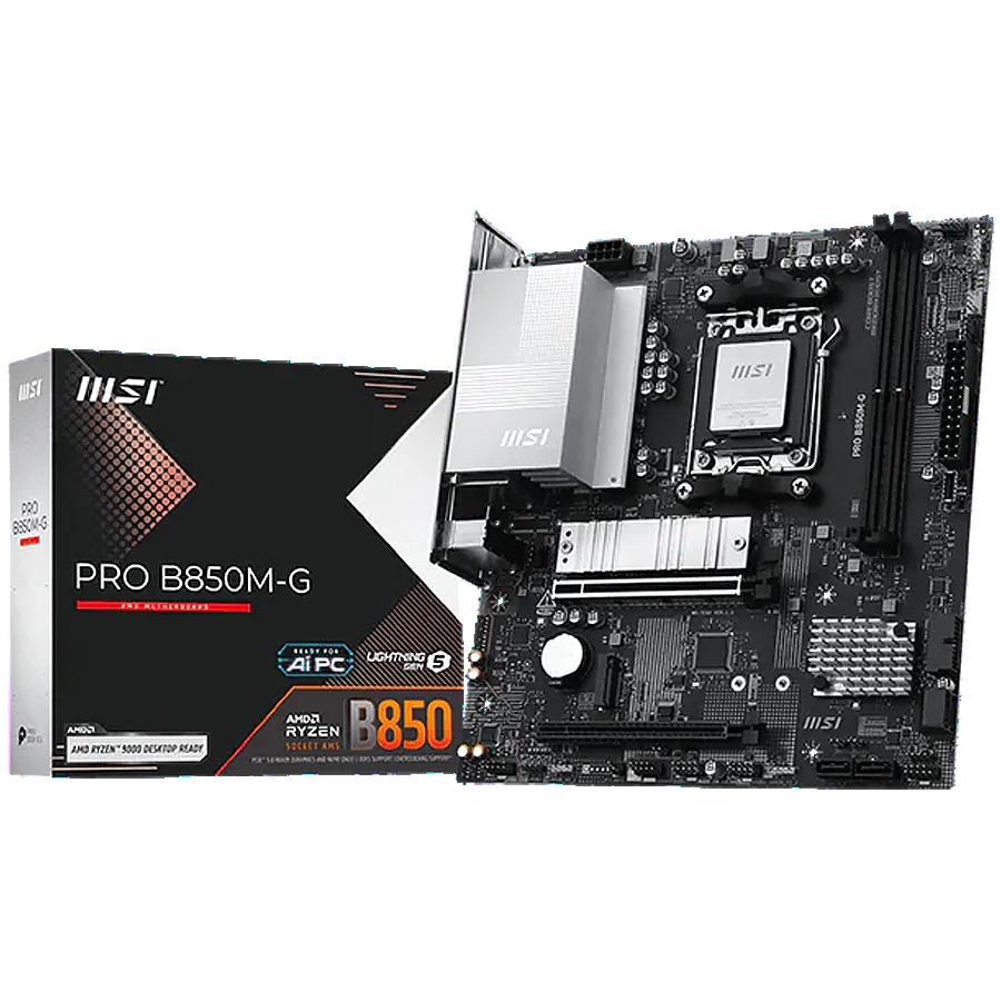 MSI Main Board PRO B850M-G (AM5, 2x DDR5, 1x HDMI, 1xDP, 2x PCI-E x16, 2x M.2, Realtek 8126VB 5G LAN) mATX