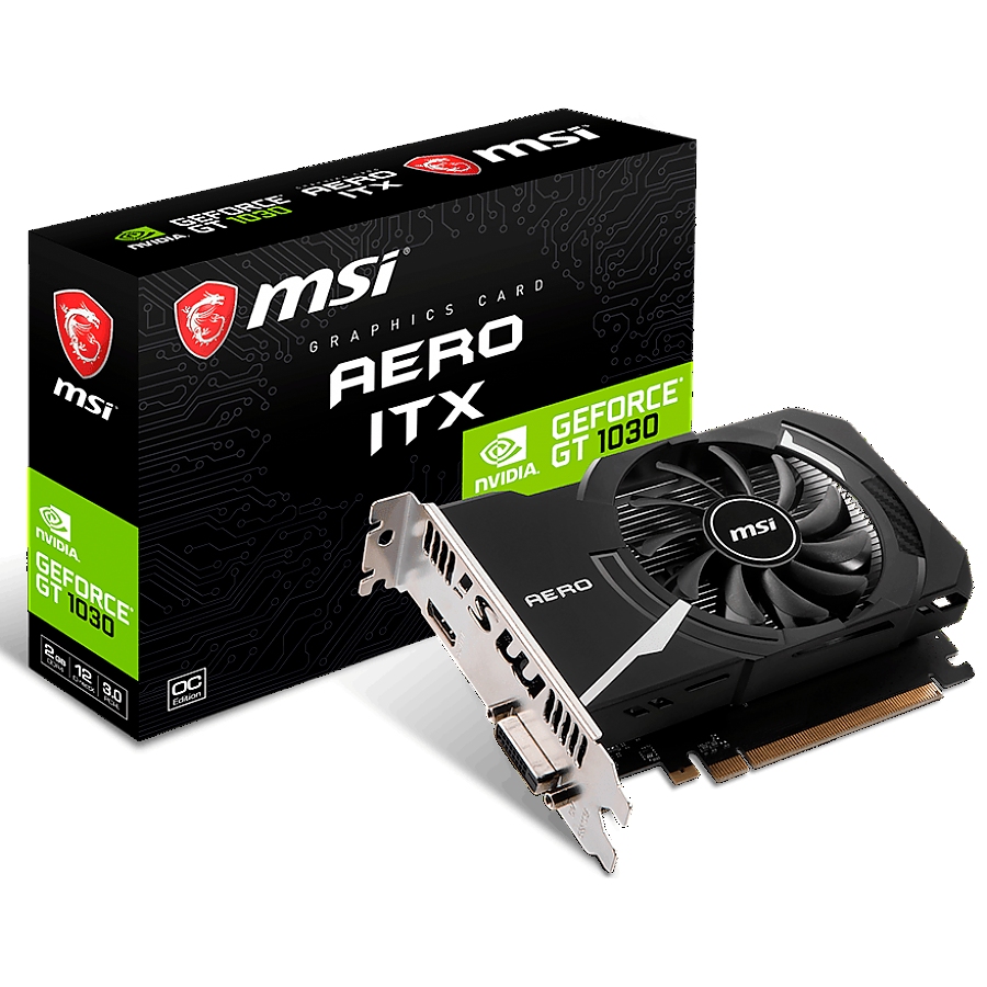MSI Video Card NVidia GT 1030 AERO ITX 2GD4 OC (2G GDDR4 ,HDMI,&nbsp; DVI) retail