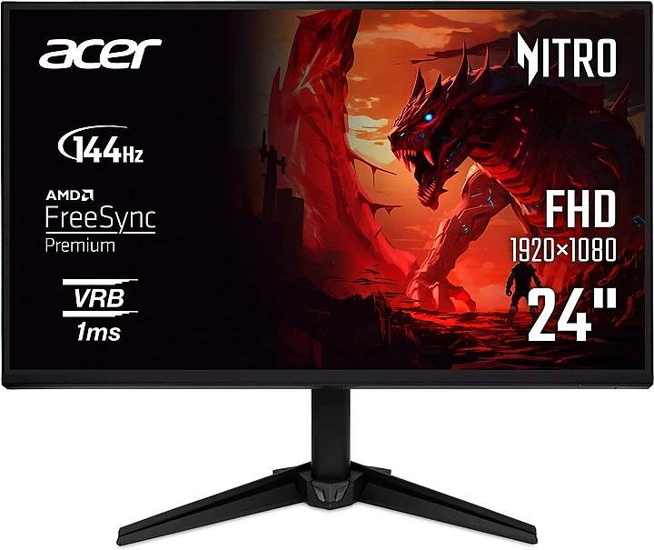 Acer Nitro QG241YP6bmipx, 60cm 23.8'' FHD (1920x1080) IPS, ZeroFrame, 144Hz, 1ms(VRB), 250nits, 100M:1, HDMI, DP, Audio out, Speakers, FreeSync,Tilt,  BluelightShield, Vesa, Black
