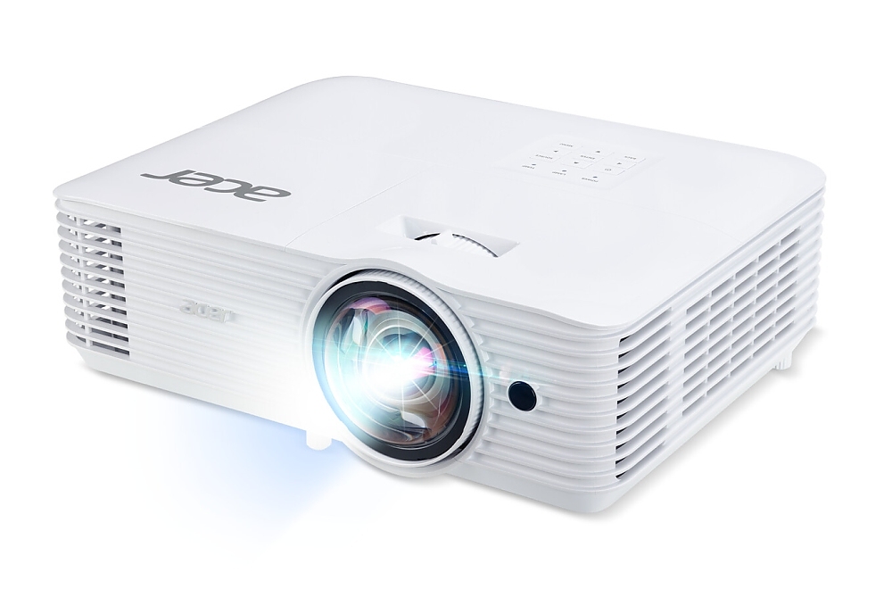 Acer Projector S1387n, DLP, Short Throw 0.5, WXGA (1280x800), 4000 ANSI Lum, 20 000:1, 1x Zoom, 2x HDMI (1.4b), Component Video (D-sub), PC Audio 3.5mm, RCA, DC Out (5V/1A, USB-A), RG-45, RS232, Speaker 16W, 3.1 kg, 3Y, White