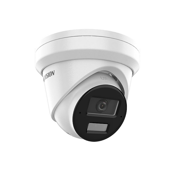 HikVision 2 MP Acusense Smart Hybrid Light Fixed Turret Network Camera, 4 mm, F1.6, IR, White Light up to 30m, H.265+, IP67, built-in arrayed dual-microphone, built-in memory card slot (up to 512GB), 12Vdc/PoE 9W