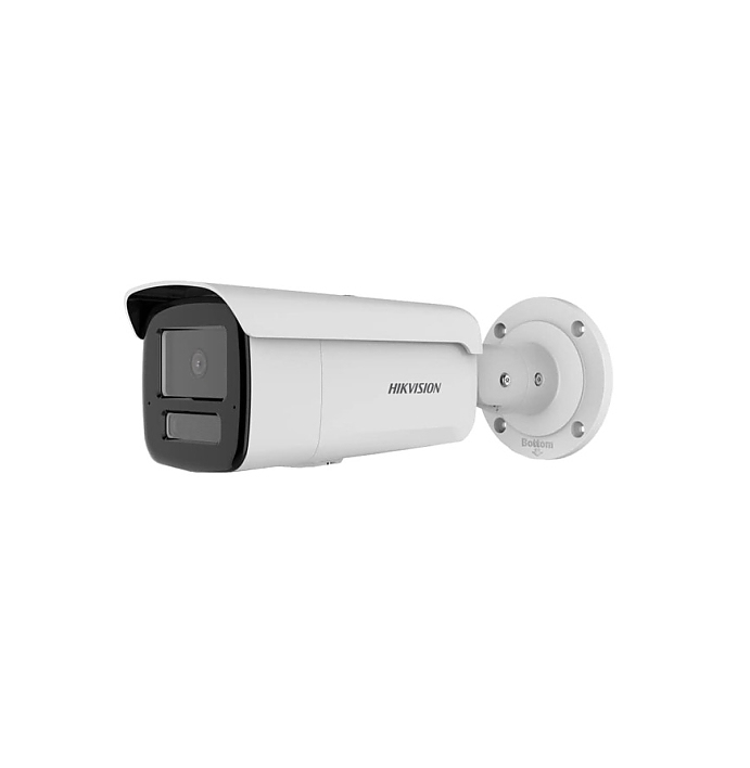 HikVision 4 MP Acusense Smart Hybrid Light Fixed Bullet Network Camera, 4 mm, F1.6, IR, White Light up to 80m, H.265+, IP67, built-in Microphone, built-in memory card slot (up to 512GB), 12Vdc/PoE 11W