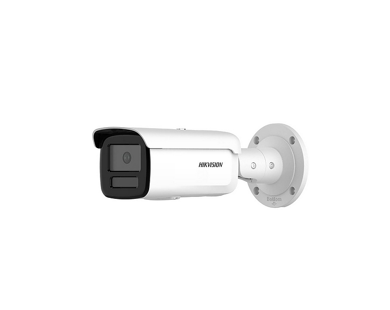 HikVision 4 MP Smart Hybrid Light with ColorVu Fixed Bullet Network Camera, 4 mm, F1.0, IR, White Light up to 60m, H.265+, IP67, built-in memory card slot (up to 512GB), 12Vdc/PoE 9 W