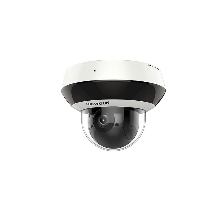 HikVision 2 MP 4X Outdoor IR Mini Dome PTZ Network Camera, 2.8 to 12 mm, F1.5, IR up to 20m, H.265+, IP66, IK10, 120 dB WDR, built-in microphone, built-in memory card slot (up to 256 GB), 12Vdc/PoE/12W