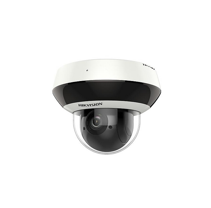 HikVision 4 MP 4X Outdoor IR Mini Dome PTZ Network Camera, 2.8 to 12 mm, F1.5, IR up to 20m, H.265+, IP66, IK10, 120 dB WDR, built-in microphone, built-in memory card slot (up to 256 GB), 12Vdc/PoE/12.2W