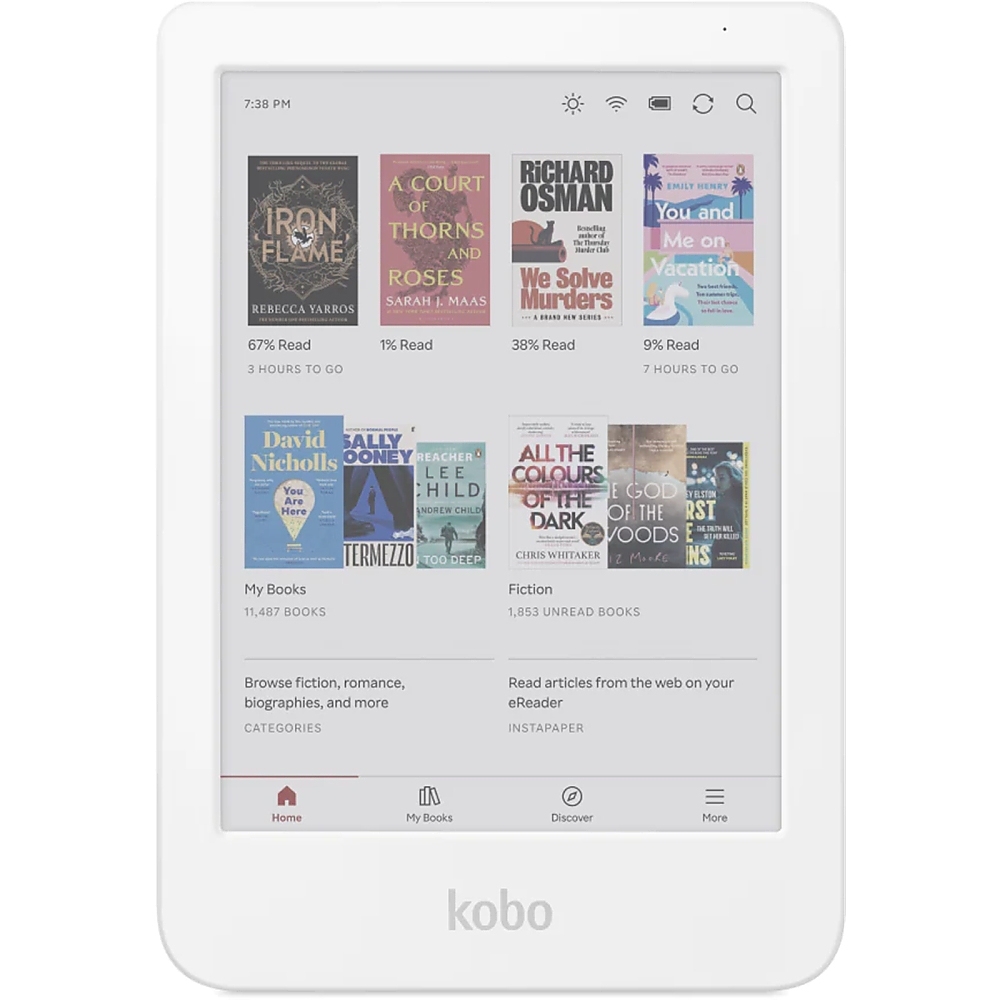 Kobo Clara Colour e-Book Reader, E Ink Kaleido touch screen 6 inch colour, 1448 x 1072 pixels, 16 GB, 1000 MHz/512 MB, 1 x USB C, Greutate 0.172 kg, Wireless Da, Comfort Light, 12 different fonts and over 50 font styles, White