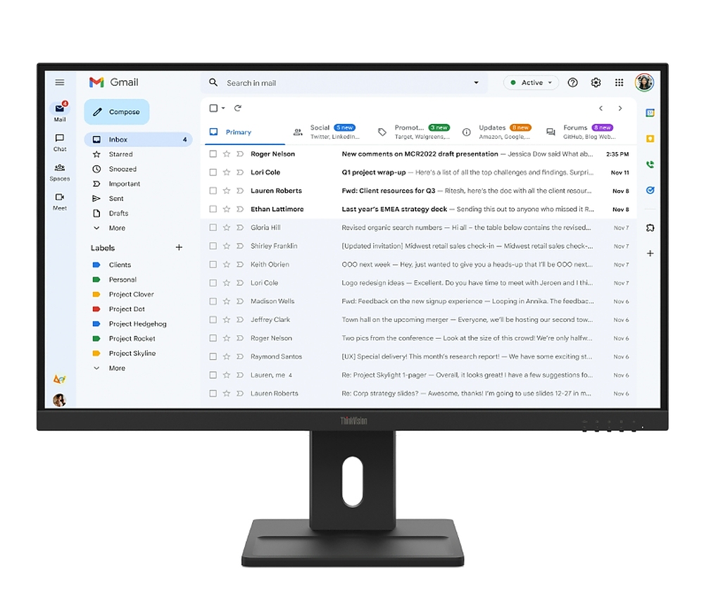 Lenovo ThinkVision E27-40 27" IPS, WLED, 1920x1080, 16:9, 100Hz, 300 cd/m2, 1500:1, Speakers 2Wx2, HDMI, DP, VGA, Tilt, Swivel, Pivot, Height Adjust Stand