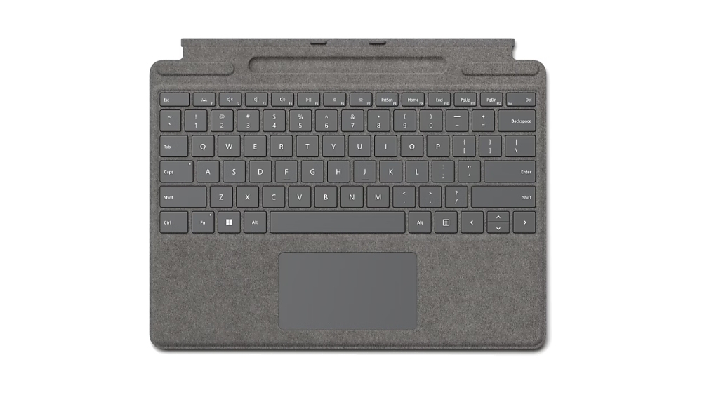 Microsoft Surface Pro Signature Keyboard ONLY Eng Intl CEE Hdwr Commercial Platinum, With Pen Storage & Charging