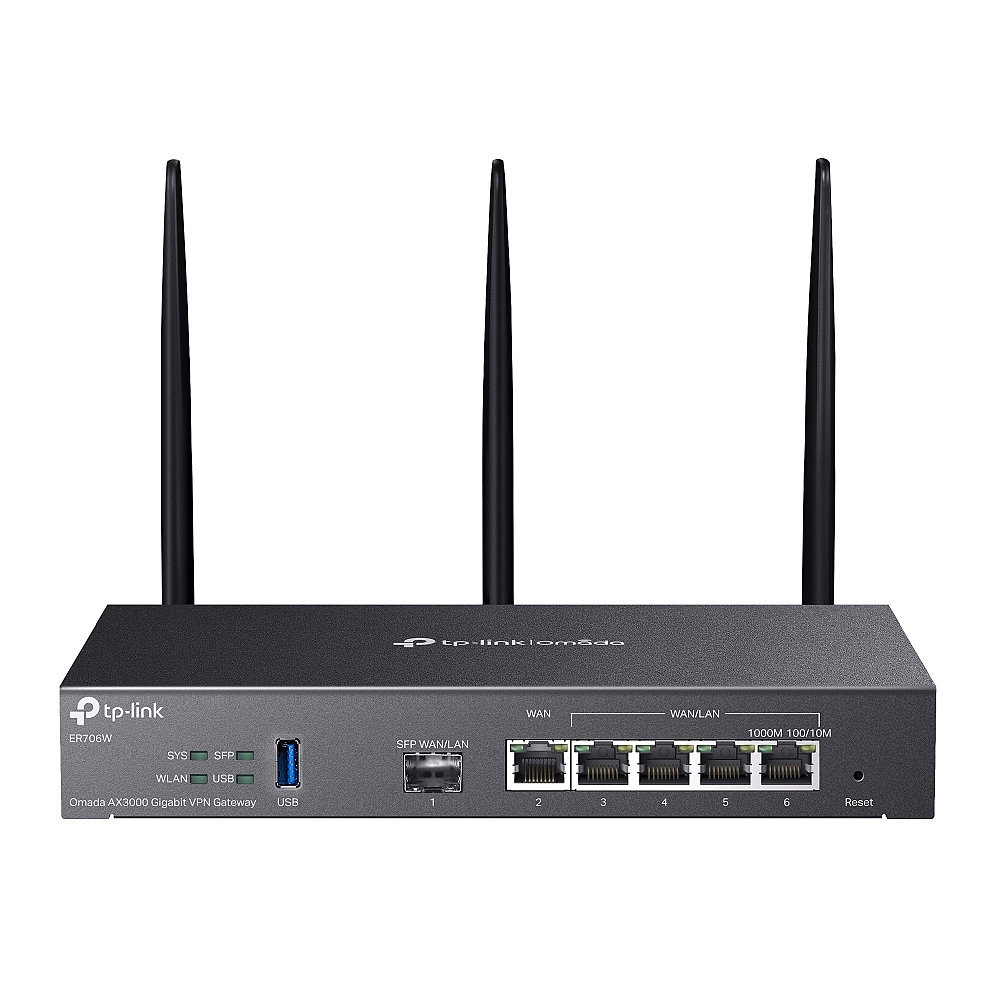 Безжичен Рутер TP-Link ER706W, AX3000 WiFi6,5xGbE WAN/LAN,1xSFP,1x USB3.0, Omada