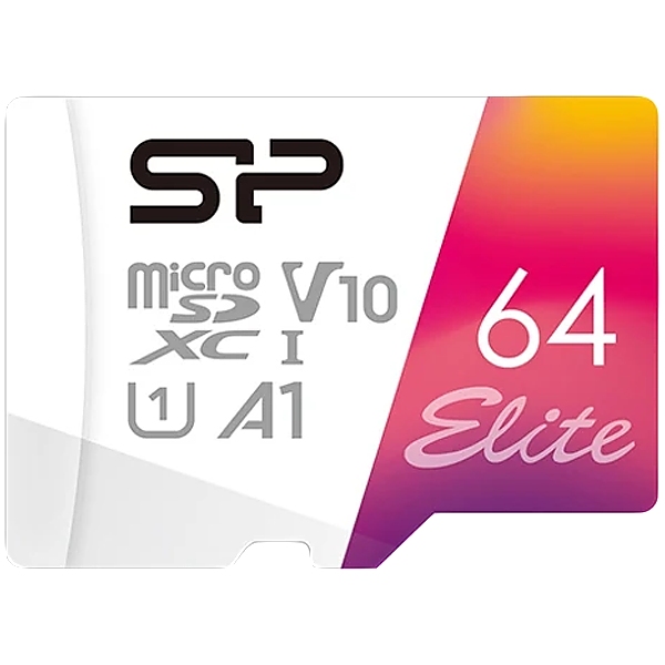 SILICON POWER Elite Colorful&nbsp; 64GB microSD,&nbsp; V10, U1, A1&nbsp; Read speeds up to 100 MB/s&nbsp; with adapter