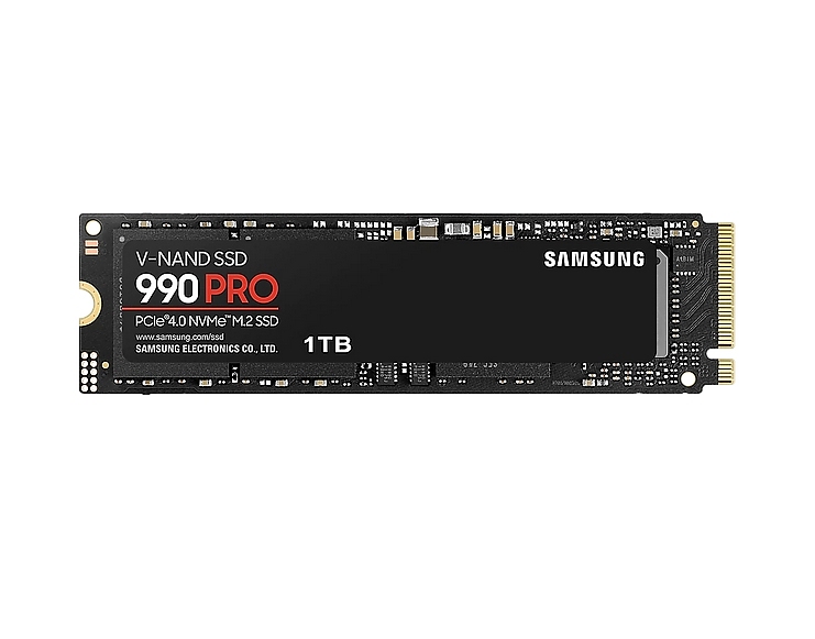 Samsung SSD 990 PRO 1TB PCIe 4.0 NVMe 2.0 M.2 V-NAND 3-bit MLC, 256-bit Encryption, Read 7450 MB/s Write 6900 MB/s