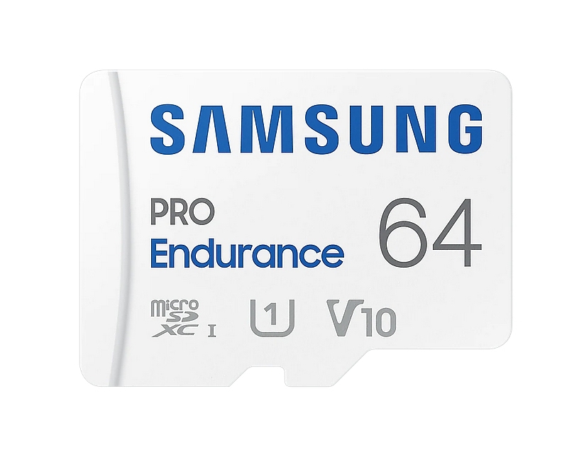 Samsung 64 GB micro SD PRO Endurance, Adapter, Class10, Waterproof, Magnet-proof, Temperature-proof, X-ray-proof, Read 100 MB/s - Write 30 MB/s