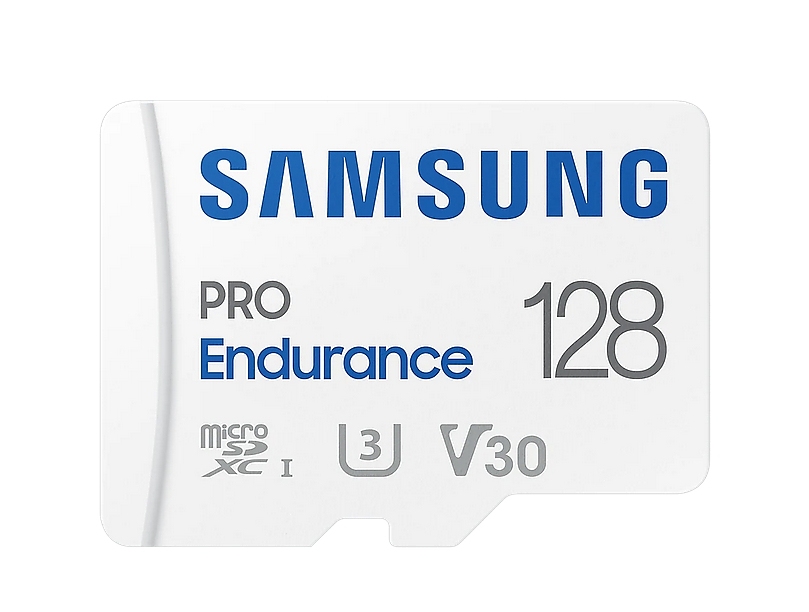 Samsung 128 GB micro SD PRO Endurance, Adapter, Class10, Waterproof, Magnet-proof, Temperature-proof, X-ray-proof, Read 100 MB/s - Write 40 MB/s