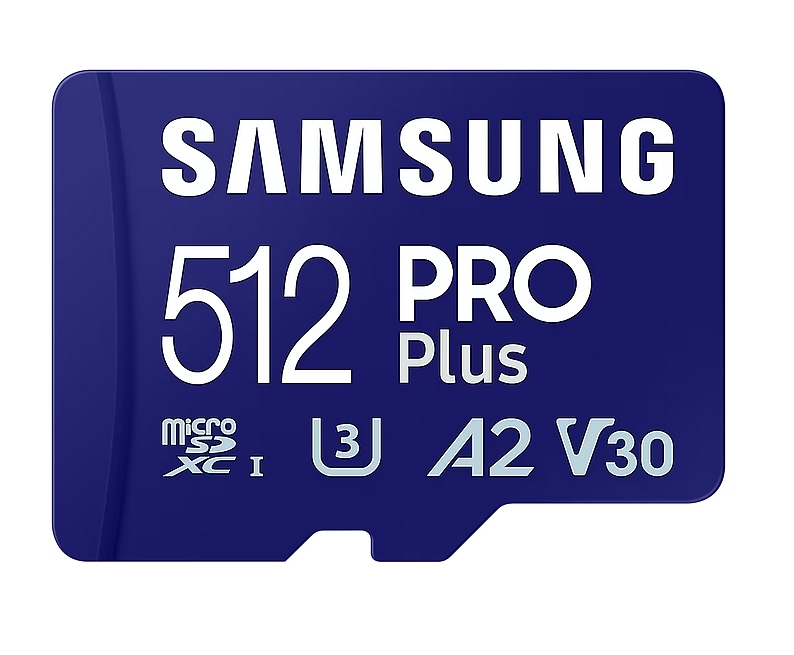 Samsung 512GB micro SD Card PRO Plus with Adapter, UHS-I, Read 180MB/s - Write 130MB/s