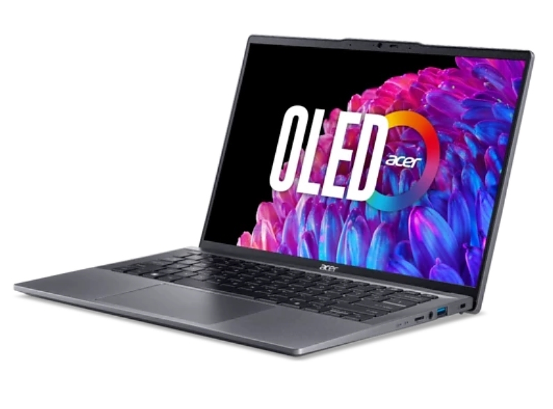Acer SFG14-63-R1DP, AMD Ryzen 7 8845HS (up to 5.1GHz, 16MB), 14'' CineCrystal OLED WQ2.8K 90Hz (2880 x 1800), AMD Radeon Graphics, 16GB LPDDR5 onboard, 512GB SSD NVMe, 50Wh, WIFI6E+BT 5.3, QHD Cam, MicroSD Reader, Win 11 Home, Backlit KBD, Steel Gray