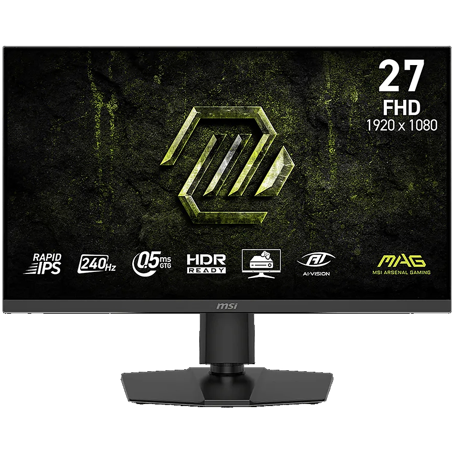 MSI MAG 272PF X24 Gaming Monitor, 27" 240Hz, FHD (1920x1080) 16:9, Rapid IPS, 0.5ms, 300nits, 1000:1, 178/178, AMD FreeSync Premium, HDR Ready, Adjustable stand, Speakers, 1x DP, 2x HDMI, 1x Headphone out, 3Y Warranty
