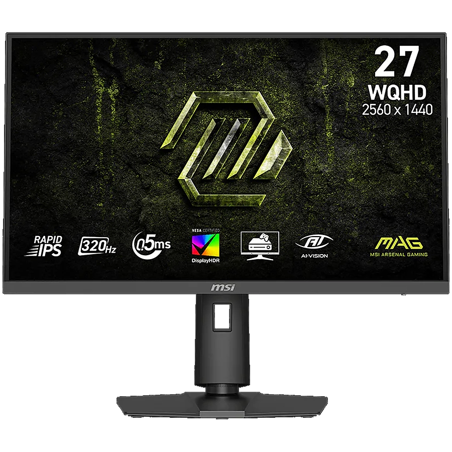 MSI MAG 274QPF X32 Gaming Monitor, 27" 320Hz, WQHD (2560x1440) 16:9, Rapid IPS, 0.5ms, 300nits, 1000:1, 178/178, G-SYNC Compatible, AMD FreeSync Premium, DisplayHDR 400, Adjustable stand, 1x DP, 2x HDMI, 1x Headphone out, 3Y Warranty