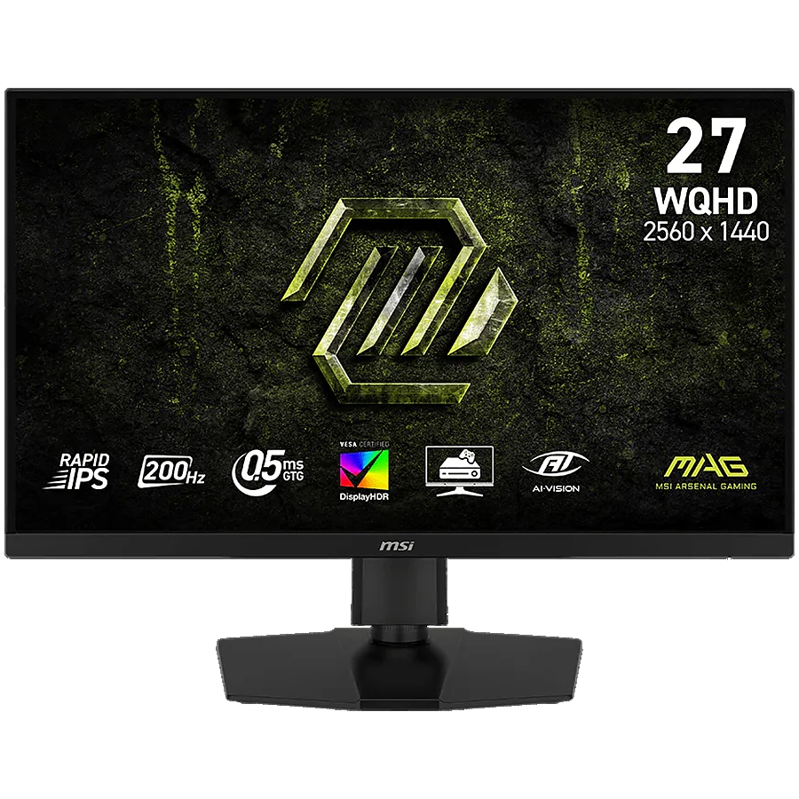 MSI MAG 274QPF E20 Gaming Monitor, 27" 200Hz, WQHD (2560x1440) 16:9, Rapid IPS, 0.5ms, 300nits, 1000:1, 178/178, G-SYNC Compatible, AMD FreeSync Premium, DisplayHDR 400, Adjustable stand, 1x DP, 2x HDMI, 1x Type-C, 1x Headphone out, 3Y Warranty