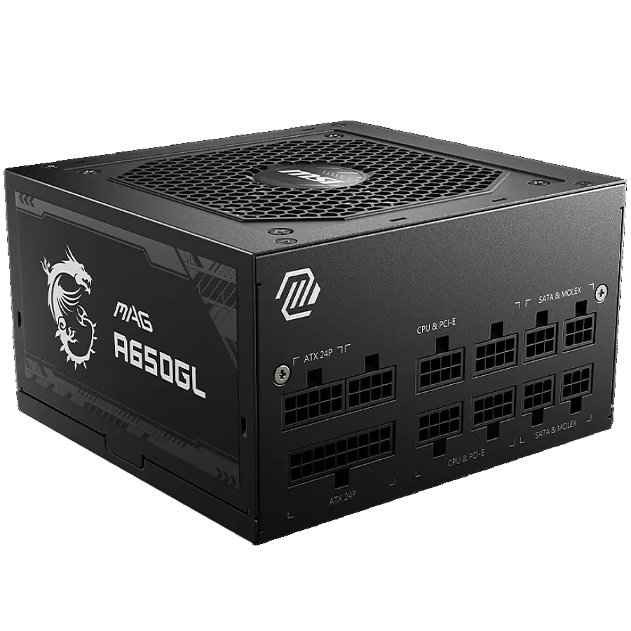 MSI Power Supply MAG A650GL, EU, 650W, Fully-Modular, 80 Plus Gold, Color Box, Pallet packing,7Y Warranty